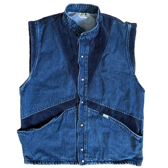 Lois Other - Vtg Lois Jean Vest Mens XL Blue Trucker Denim Corduroy Western Biker Snap Button